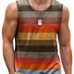 Retro Striped Graphic Tank Tops For Men Fashion Casual Summer Sleeveless 3D Printed Vest Loose Crew Neck Quick Dry Sports Tees
