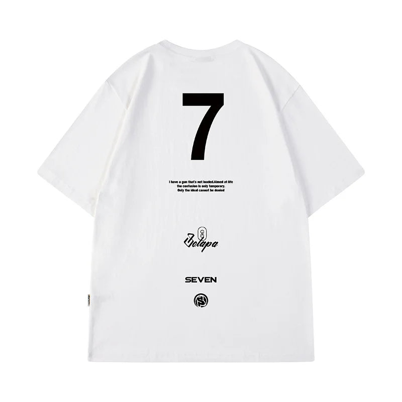 High Street Seven Letter Printed T Shirt For Men Summer Crewneck Short Sleeve Tee Shirt Homme Hip Hop Y2K Oversized T-shirt