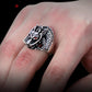 Authentic 925 Sterling Silver Dragon Rings For Men With Garnet Natural Stone Red Eyes Vintage Punk Rock Mens Fine Jewelry