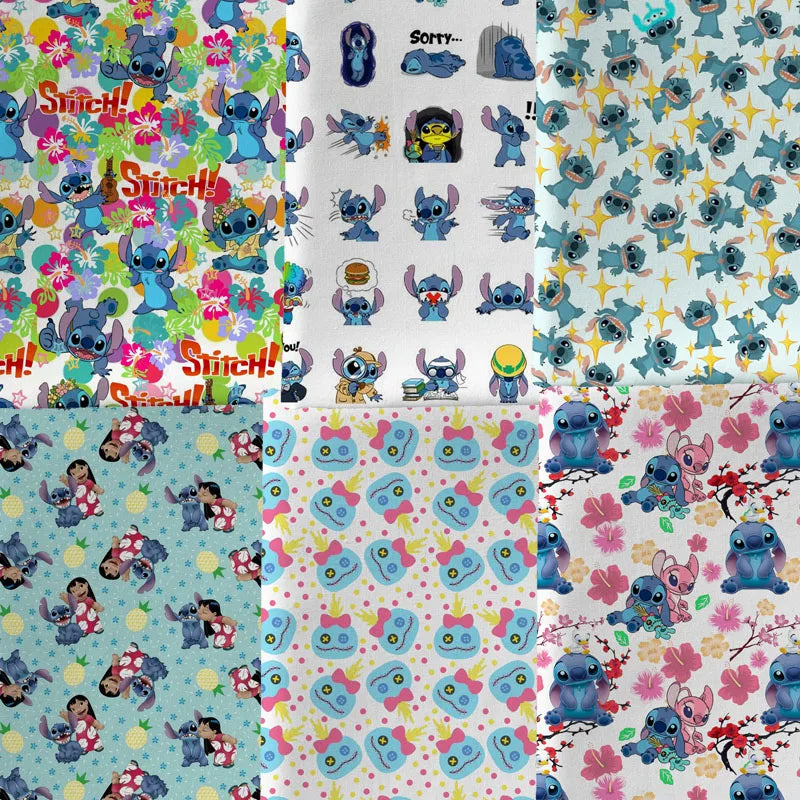 45X145cm movie character Lilo & Stitch Print Polyester cotton fabric Sewing Quilting DIY cloth Material Handmade F1491