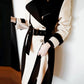 DEAT Woman Trench Coat Color Block With Belt Notched Full Sleeve Elegant High Street Style 2024 New Autumn Fashion 15TT172