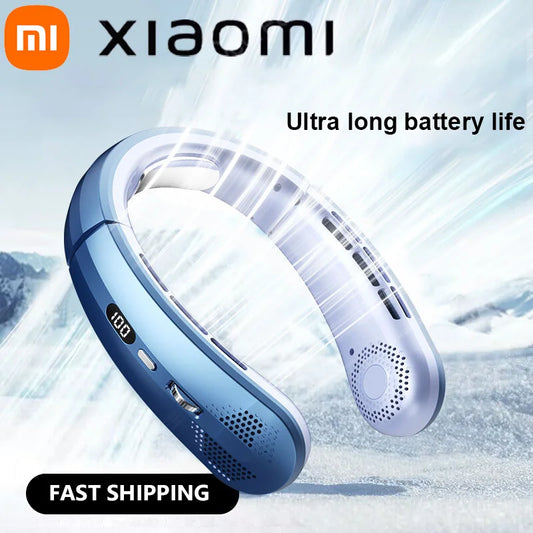Xiaomi 8000mAh USB Hanging Neck Fan Portable Bladeless Mini Rechargeable Mute LED Digital Display Electric Air Cooler Handheld