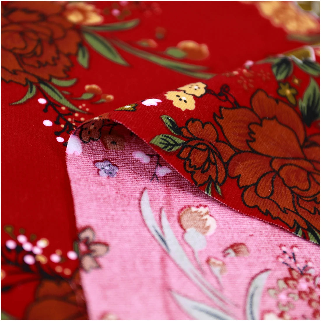 100% Cotton Floral Fine Corduroy Fabric For Making Apparel Dress Soft Sewing Diy Material Peony Design