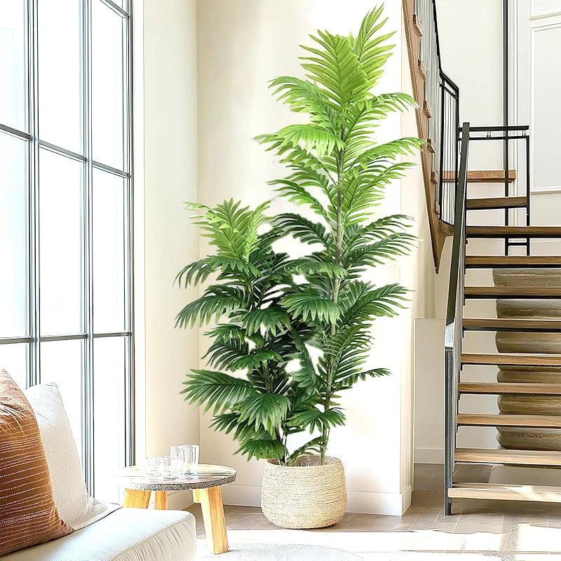 150cm Large Artificial Palm Tree Fake Tropical Plants Green Monstera Leaves Plastic Banyan Tree for Garden Home Office Decor