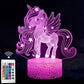 1pc Cute Pony 3D Night Light, With Touch & Remote Control, 16-Color Changing Ambient Light/7-Color /Warm Color For Bedroom