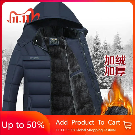 Winter Mens Down Jacket High Quality Hooded Plush Thick Warm Waterproof Parkas Male Loose Casual Winter Coats 5XL Men Clothing