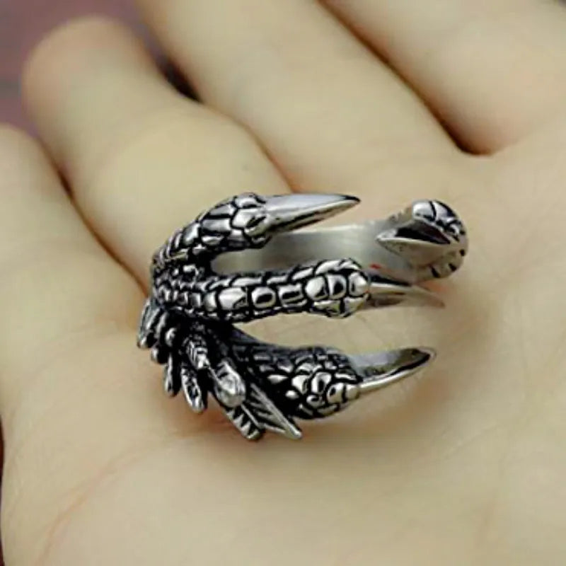 1pcs Titanium Steel Eagle Dragon Claw Halloween Skull Ring Hot Selling Men's Domineering Opening Rock Animal Jewelry