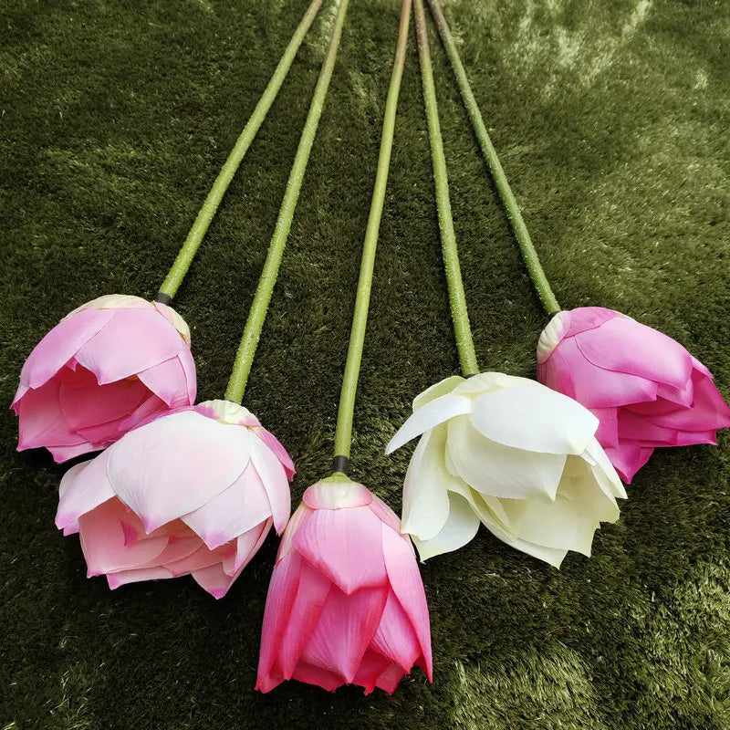 Lotus Artificial Flowers Bouquet Home Decor Realistic Flower Wedding Accessories Decoration Table Mariage Fleurs Artificielles