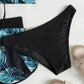 Women 2025 New Bikinis 6 Colors Sexy Halter Bikini 3 Piece Set Leafs Print High Waisted Swimsuit Beach Bathing Suit Size S-XXL