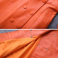 Leather Trench Coat for Women 2024 Orange V-neck Double Breasted Belt Lace Up Slim Warm Long Windbreaker Manteau Femme Hiver