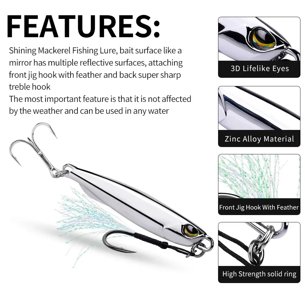 Metal Jig Bait 15g 20g 30g 40g Mackerel Artificial Hard Fish Lure Sinking Far Casting Jigging Bait Spoon Spinnerbait For Fishing