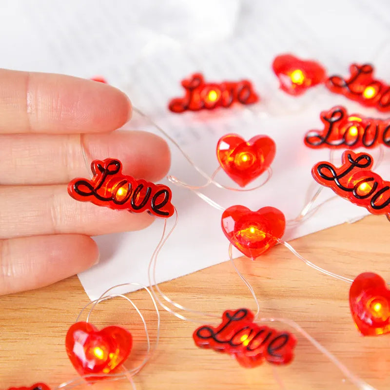 2M 20LED Love Heart String Lights Valentines Day Romantic Decoration Fairy Lights Garland For Wedding Home Decor Valentines Gift