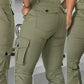 Women High Waist Multiple Pockets Design Cuffed Cargo Pants Slim Fit Trousers Pants Y2K