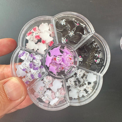 120PCS/70PCS Kawaii Sanrio Mini Nail Art Accessories Stickers HelloKitty DIY Phone Case Hairpin Nail Decoration Charms Craft Y2K
