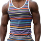 Vintage Striped Graphic Tank Tops For Men Fashion Casual Summer Sleeveless 3D Printed Vest Loose Crew Neck Quick Dry Sports Tees
