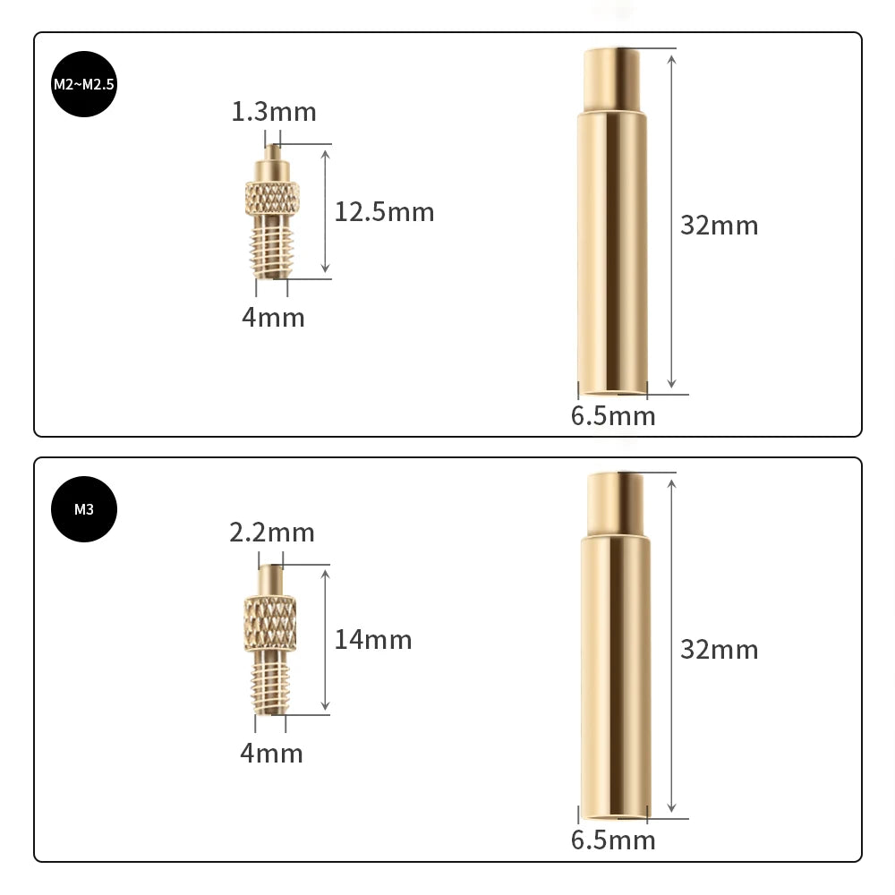 Heat Insert Nut Iron Tip M2 M3 M4 M5 M6 M8 Brass Thread Embedded Kit Heat Insertion Tool for Plastic 3D Printer Soldering Iron