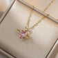 ZAKOL Gorgeous Colorful Zircon Love Heart Pendant Necklace For Women Fashion Stainless Steel Neck Chain Jewelry Gift