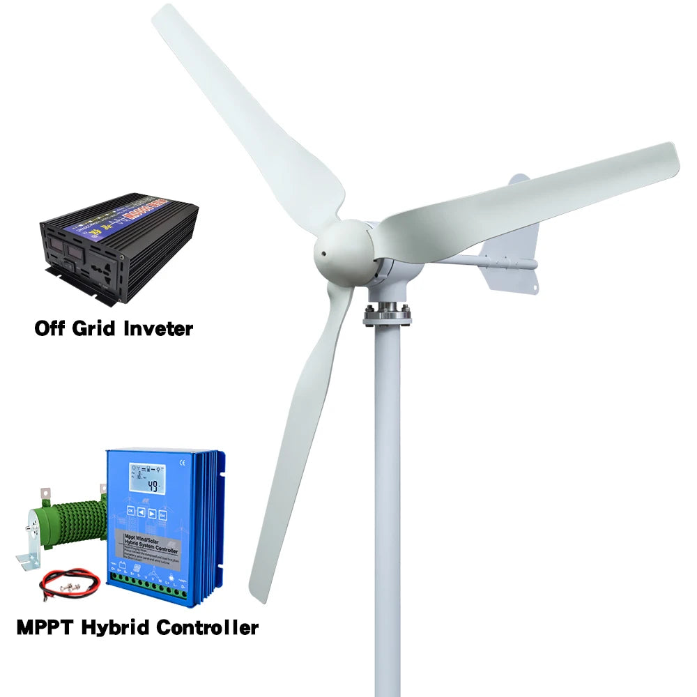 15kwh/day EU D-free Delivery Of 4000W 48V Horizontal Household 220V Wind Farm With Solar Cell System