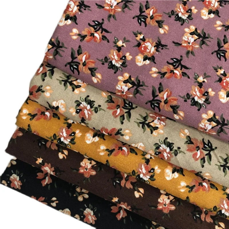 145x50cm Spring And Summer Small Floral Pure Cotton Linen Printed Fabric For Women's Clothing, Children's Dress Fabric TJ20271