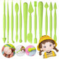 12PCS Fondant Flower Tool Set - Cartoon Kneading & Carving Molds for Dough Decorating