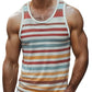 Mens Retro Stripe 3D Printed Tank Tops Fashion Summer Sleeveless Casual Sports Vest Loose Quick Dry Breathable Tees Clothes