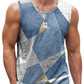 Retro Geometric Graphic Tank Tops For Men Casual Summer Sleeveless 3D Printed Vest Loose Quick Dry Breathable Tees Pullovers