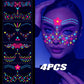12/24pcs Luminous Temporary Tattoos Stickers UV Neon Fluorescent Glow in the Dark For Body Face Tattoo Stickers Party Accessorie