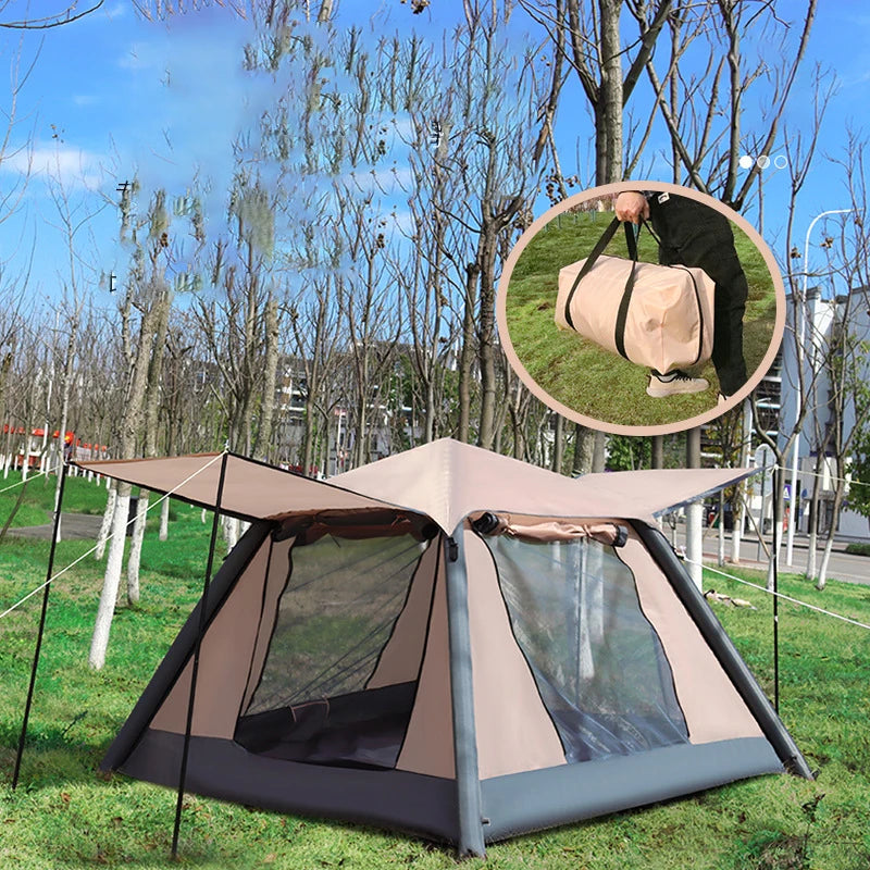 New Large Space 3-4 People Outdoor Camping Inflatable Tent Instant Opening No Need To Build Waterproof Air Tent