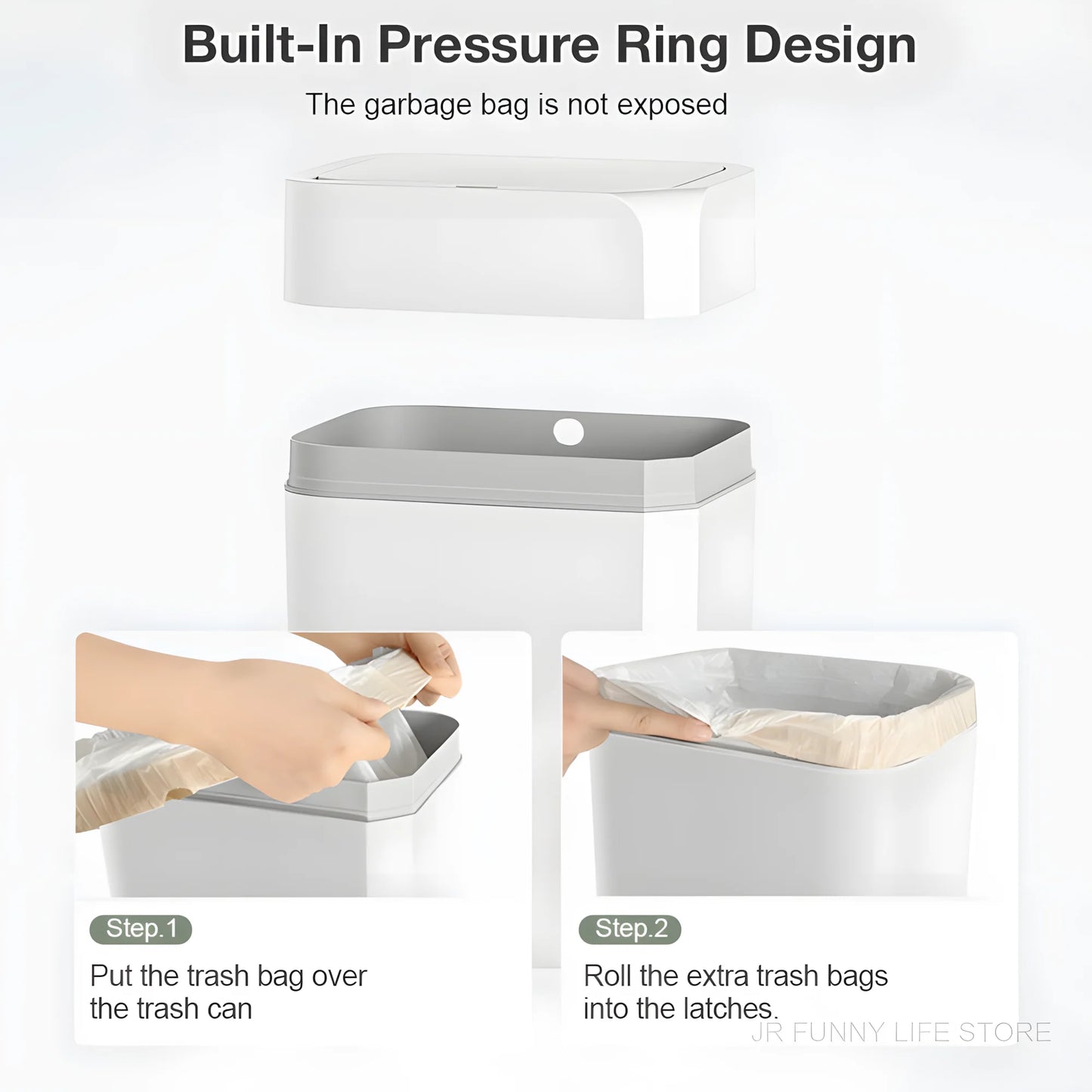 12L+16L Automatic Sensor Trash Can IPX4 Waterproof Bathroom Smart Trash Basket White Electric Toilet Wastebasket