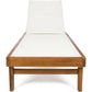 Beach Chairs, Outdoor Mesh Chaise Lounge with Acacia Wood Frame, Teak Finish / White Mesh, Beach Chairs