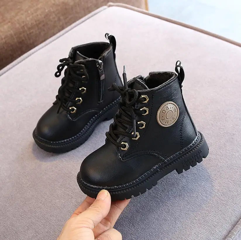 Kids Tide Boots Boys Shoes Autumn Winter Leather Children Boots Fashion Toddler Girls Boots Warm Winter Boots Kids Snow Shoes