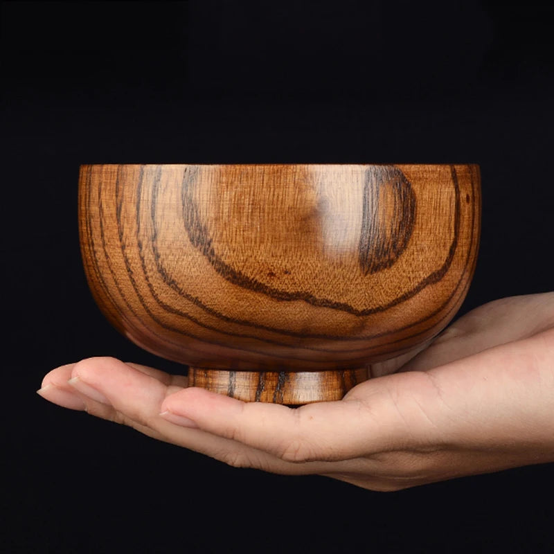 1Pc Wooden Bowl Japanese Style Wood Rice Soup Bowl Salad Bowl Food Container Large Small Bowl for Kids Tableware Wooden Utensils