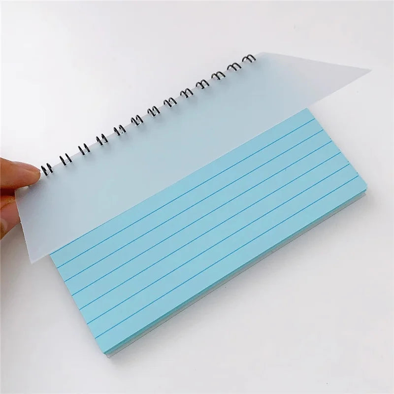 50 Sheets/book Colorful Tearable Spiral Notebook Horizontal Line Minimalist Transparent Cover Memo Pad School Office Writing Pad