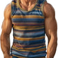 Retro Striped Graphic Tank Tops For Men Fashion Casual Summer Sleeveless 3D Printed Vest Loose Crew Neck Quick Dry Sports Tees