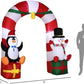 9.8ft Christmas Inflatables Archway Outdoor Decorations Lighted Candy Cane Archway with Penguin Snowman Sit on Gift Box