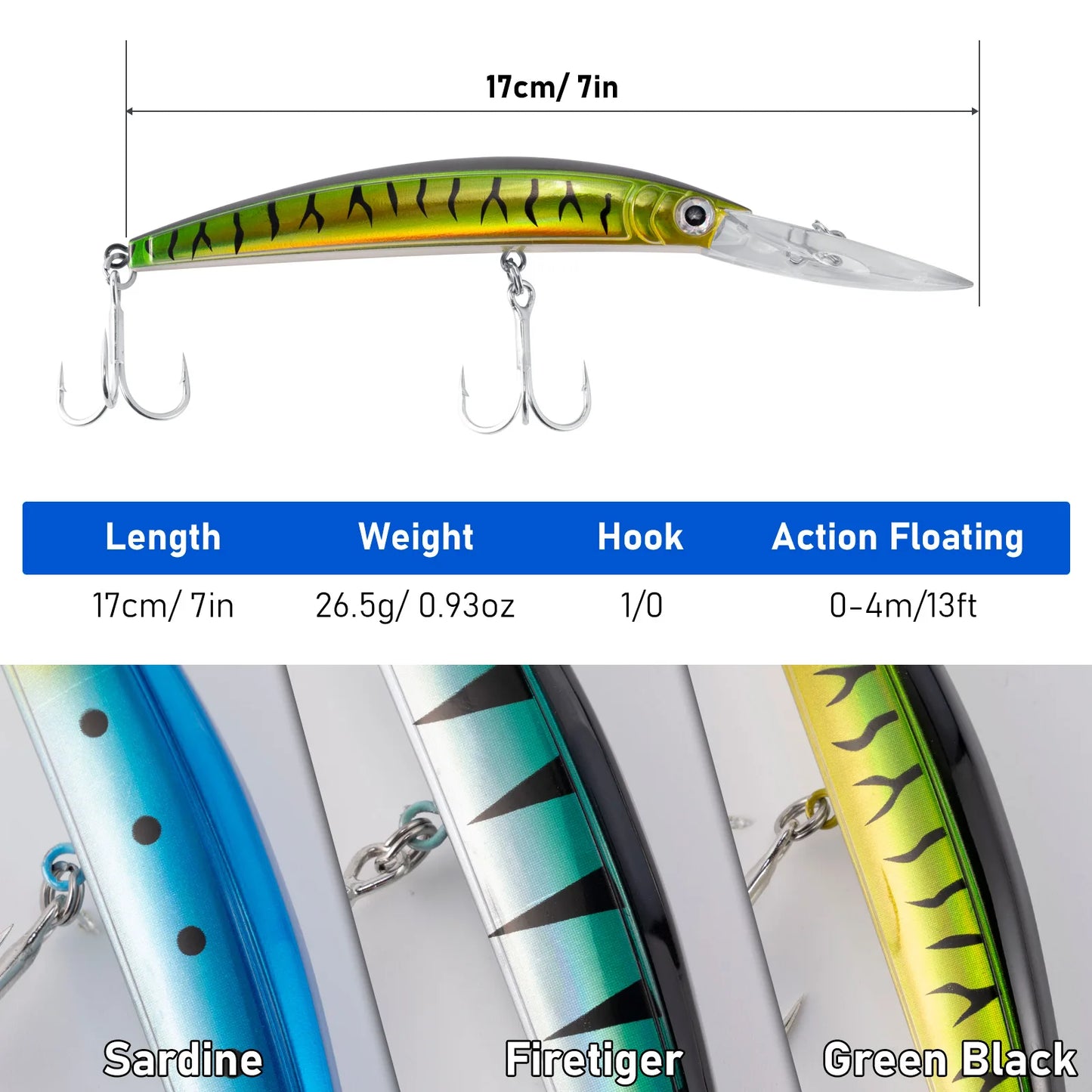 26.5g Minnow Fishing Lure Jerkbait Deep Diving Saltwater Hard Bait Trolling Lure Freshwater Fishing Plugs Mackerel Bluefish Bass