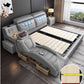 Cute Queen Size Double Bed Aesthetic Unique Nordic Multifunctional Leather Double Bed King Modern Cama Box Casal Furniture