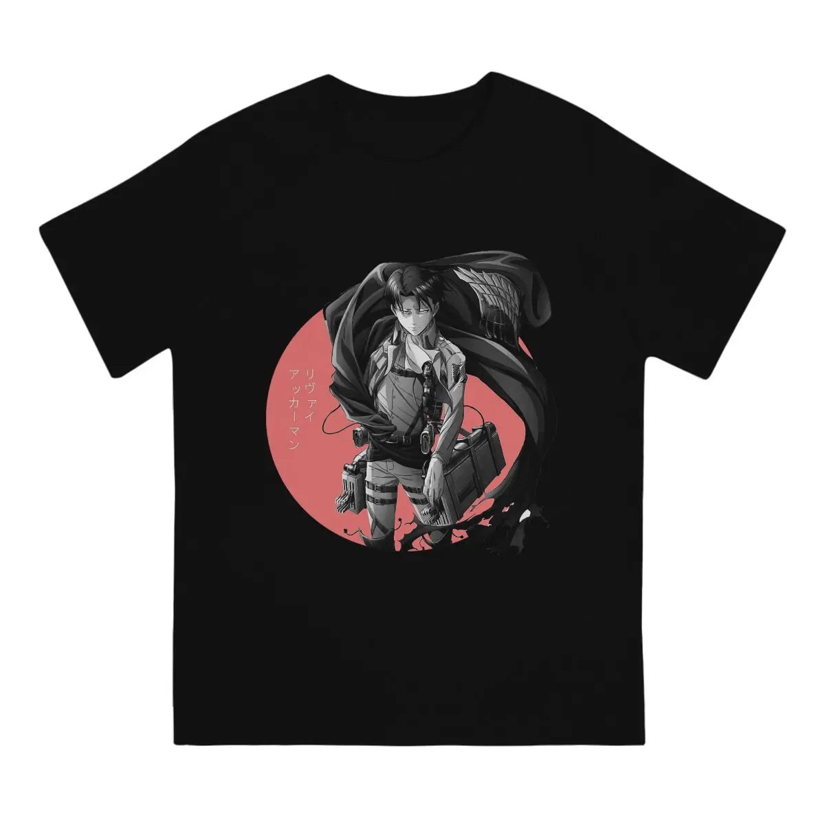 Attack on Titan Levi Anime Red Tshirt Graphic Men Tops Vintage Homme Summer Polyester  Streetwear Harajuku T Shirt