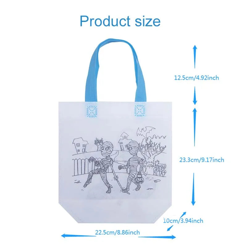 5/10pcs Festival Gift Bags Non Woven Fabric Christmas Halloween Easter Double Sided Graffiti Party Festival Tote Bag TMZ