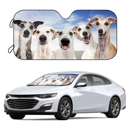 1pc Car Sunshade Windshield Car Five Cute Dogs UV Protection With 4 Free Suction Cups Front Window Windshield Parasol