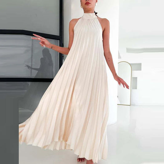 Women Sexy Off Shoulder Gala Dress New 2025 Elegant Solid Swing Loose Party Dress Spring Female Halter Slim Banquet Long Dress