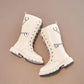 Girls Knee-High Boots Winter Boots For Kids  Beige Metal Chain Flat Non-slip Boots Girl Princess High Boots  Bottes Chelsea