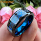 iTungsten 8mm Black Blue Color Tungsten Wedding Band Men Women Nice Dragon Ring  Meteorite Based Fashion Jewelry Comfort Fit