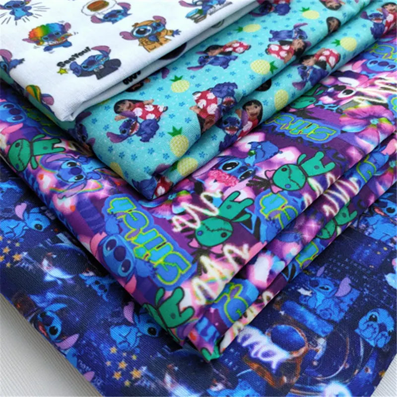 45X145cm movie character Lilo & Stitch Print Polyester cotton fabric Sewing Quilting DIY cloth Material Handmade F1491