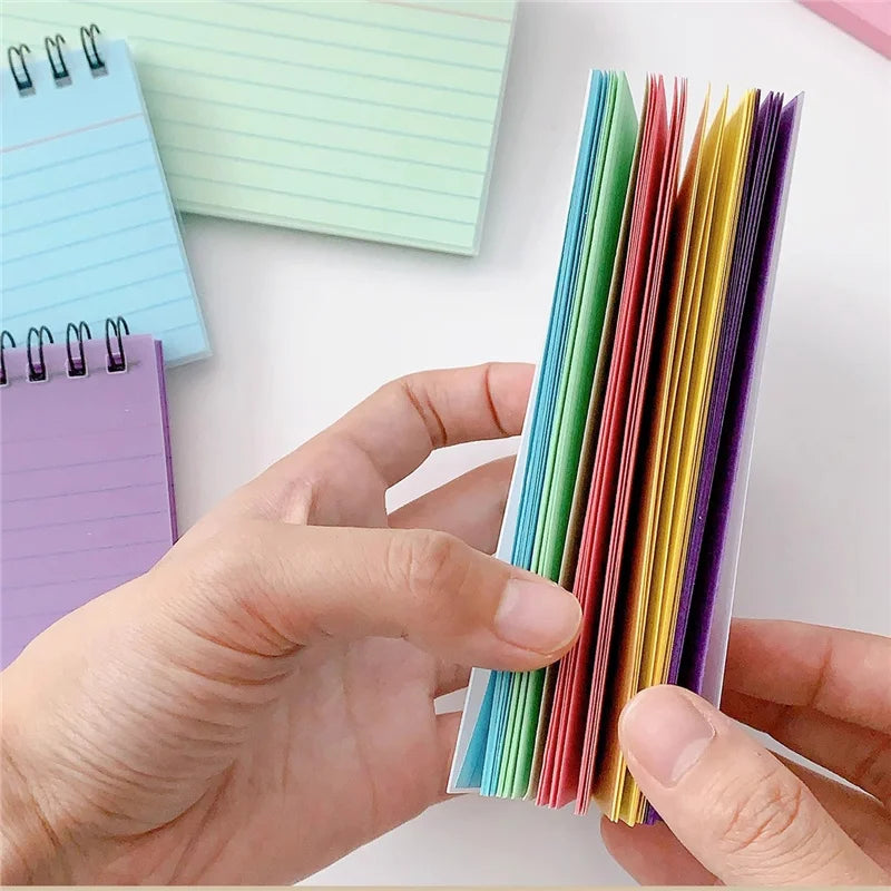 50 Sheets/book Colorful Tearable Spiral Notebook Horizontal Line Minimalist Transparent Cover Memo Pad School Office Writing Pad