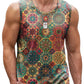 Mens Retro Ethnic Graphic Tank Tops Summer Casual Crew Neck 3D Printed Sleeveless Vest Fashion Breathable Sports Tees Tops