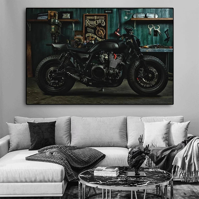 Heavy Modified Motorcycle Racing Poster Kawasaki Ninja H2 Canvas Painting Print Wall Art Pictures for Living Room Home Decor