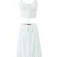 Foridol Lace Up White 2 Pcs Outfit Women Summer Dress Set 2024 New Beach Cotton Skirt Matching Set Midi Vestido Chic Sundress