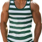 Vintage Striped Graphic Tank Tops For Men Fashion Casual Summer Sleeveless 3D Printed Vest Loose Crew Neck Quick Dry Sports Tees