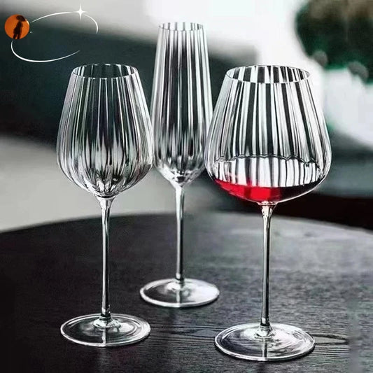 Nordic Transparent Ripple Crystal Glass Household Goblet Party Champagne Glasses Cup Red Wine Glass Wedding Cup Christmas Gifts